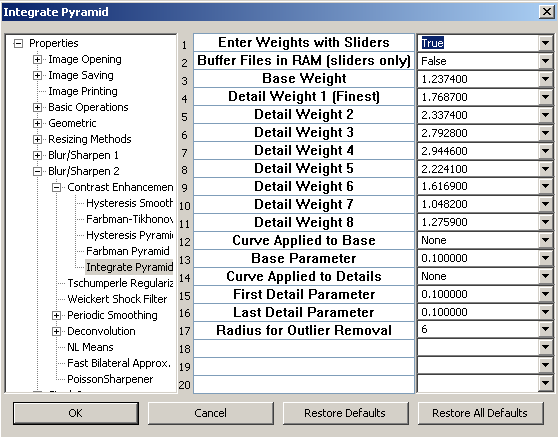 Integrate Pyramid Dialog Box